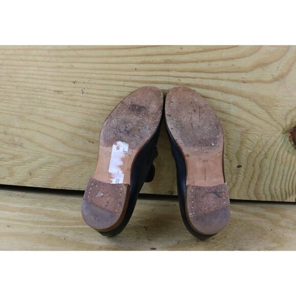 Celine Loafers Womens 6 Black Leather Chain Link Slip On Shoes Italy - Picture 6 of 8